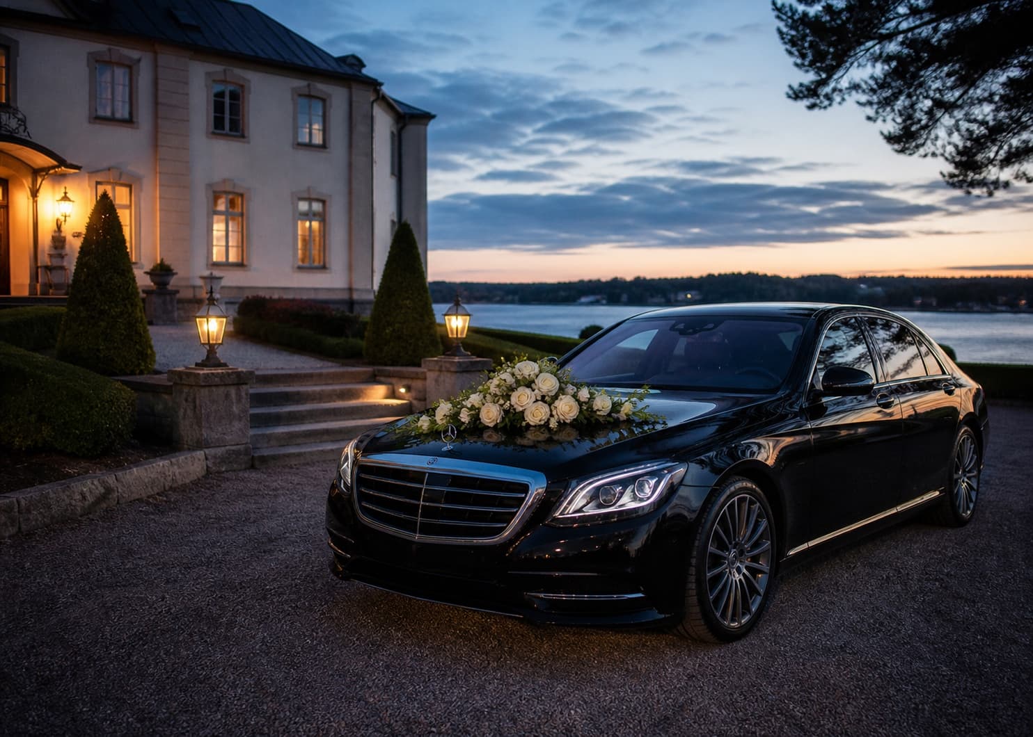 A wedding car prepared for the day